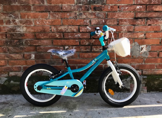 Giant Bici da Bimba per Bambina 16 Adore F/W 16 in Alluminio con rotelle rotelline Bicicletta Azzurra Celeste Light Blue Acqua Aqua 